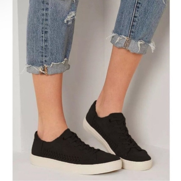 Toms Shoes - TOMS Black Sneaker Shoes Lace up Braided Suede Sz 9